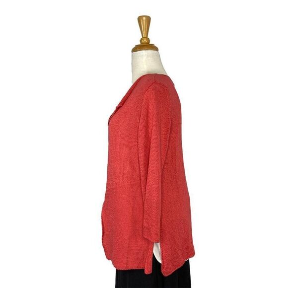 Angel Apparel S Coral Pink Cardigan Sweater Art To Wear Lagenlook Bohemian Boho - Picture 4 of 13